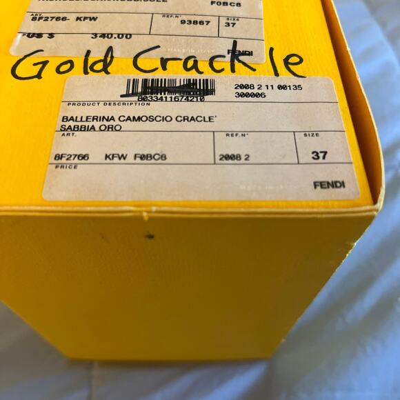Fendi Ballerina Camacho Cracle Sabina Oro flats - rubber sole shoes Size 37 - Picture 8 of 10